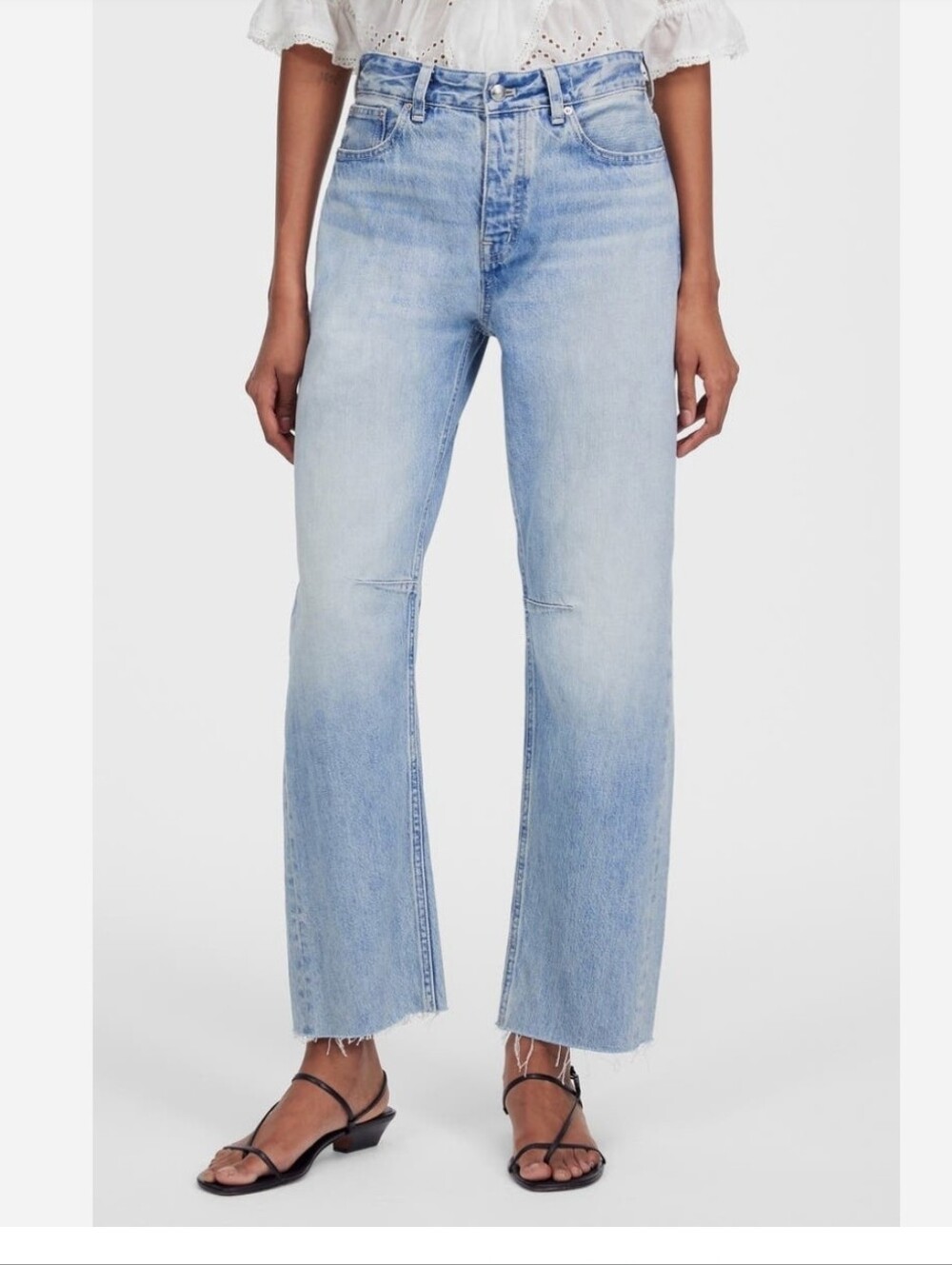 MADEWELL The Darted Barrel Leg Jean Edmonson Wash Streetwear Curved Leg Raw Hem